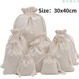 Gift Wrap 30x40cm Solid Colour Cotton Bag Big Jewellery Bag Bracelet Candy Jewellery Packaging Bags Wedding Drawstring Pouch Gift Bag 10PcsLot 220922