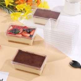 Gift Wrap 50Sets Square Clear Mousse Cake Box Dessert Container Packaging Fruit Tiramisu Box Wedding Party Cake Bowl 210ML Kitchen Storage 220922