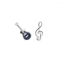 Stud Earrings 925 Sterling Silver Asymmetrical Violin Instrument Piercing For Women Wedding Party Trendy Jewelry Gift Pendientes