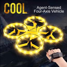 Simuladores UFO RC Mini Quadcopter Indução Drone Smart Watch Remote Sensing Gesto Aeronave Hand Control Drone Altitude Hold Kids