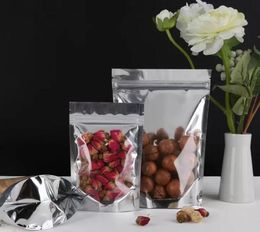 Packaging Bags 300pcs Mylar Stand Up Aluminum Foil Clear Package Pack Bags for Food Coffee Storage Resealable Zip Lock Packing Bag wholesale