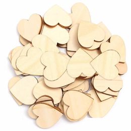 Party Decoration 50Pcs/Lot 25-50Mm Wood Color Blank Heart Slices Discs For Diy Crafts Embellishments Christmas Wedding Drop Newdhbest Dhczm