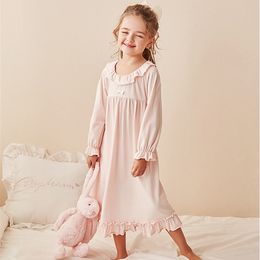 Pajamas Children Girl Lolita Dress Princess Sleepshirts Vintage Kid Ruffles Nightgowns Courtly Style Toddler Nightdress Lounge Sleepwear 220922