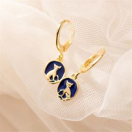 Hoop Earrings 925 Sterling Silver Round Cute Cat Piercing For Women Girls Wedding Party Jewellery Gift Pendientes Jkljfla