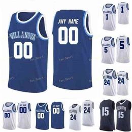 Sj NCAA College Villanova Wildcats Basketball Jersey 12 Tim Saunders 14 Caleb Daniels Omari Spellman 2 Collin Gillespie Custom Stitched