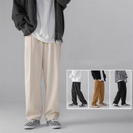 Men's Pants Corduroy Trendy Brand Loose Straight Korean Wide Leg Couple Style Home Casual Beige Black Brown 220922
