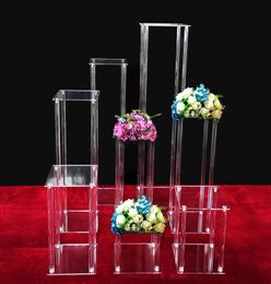 Party Decoration Acylic Floor Vase Clear Flower Vases Table Centerpiece Marriage Modern Vintage Floral Stand Columns Wedding