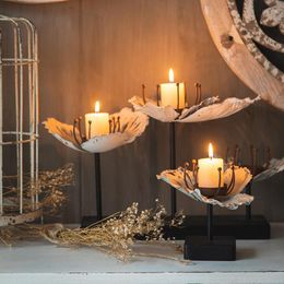 Candle Holders Craft Metal Holder Flower Vintage White Dining Table Wedding Design Living Room Portavelas Decoration