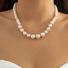 Retro Imitation Pearls Necklace for Women Rhinestones Choker Chain Bohemian Trendy Collar Necklace Charm Jewelry Dating