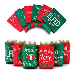 Christmas Beer Sleeves Party Supplies Camping Can Cup Soda Cover Neoprene Drink Cooler Portable Bottle Outdoor Sleeve for Party Wedding Birthday
