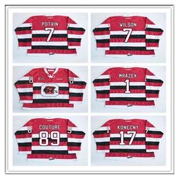 Wskt Custom CHL Ottawa 67s Jersey Hockey 1 petr mrazek 17 travis konecny 89 Logan Couture 7 Potvin Wilson Stitched OHL CCM Hockey Jerseys Red