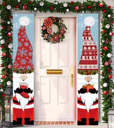 Christmas Decorations Merry Hanging Banner Porch Sign With Pattern Santa Claus Tree Snow Cap Gift For Home Yard Indoor Outdoor Bdebag Amao7