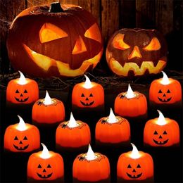 Dog Apparel 1224pcs Halloween Pumpkin Candle Light Lantern Lamp Ornaments Ghost Festival Props Party Supplies Home Decor 220921