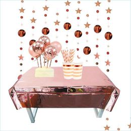 Party Decoration Rose Gold Supplies Disposable Tableware Cup Plate Sts Kids Adt 1St Birthday Decor Solid Champagne Baby S Packing2010 Dhesb