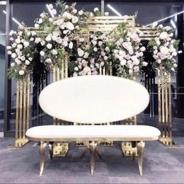 Party Decoration 3 PCS Grand Event Backdrops Shiny Gold Metal Flower Frame Wedding Stage Birthday Baby Shower Baptism Floral Sign Wall