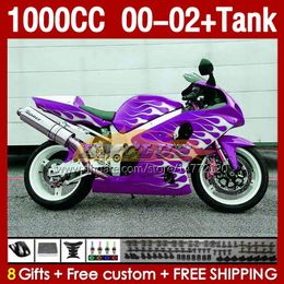 Injection Fairings &Tank For SUZUKI GSXR 1000 CC 1000CC K2 00-2002 Body 155No.153 GSX-R1000 GSXR-1000 GSXR1000 00 01 02 GSX R1000 2001 2002 2002 OEM Fairing purple flames