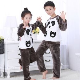 Pyjamas Winter Children Fleece Warm Flannel Sleepwear Girls Loungewear Coral Kids Pijamas Homewear Pyjama Set 220922