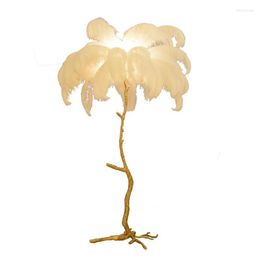 Floor Lamps Nordic Ostrich Feather Lamp Black Red Standing Light Copper Modern Interior Lighting Decoration Home Luminaria