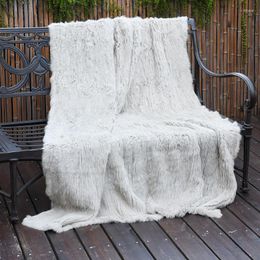 Blankets CX-D-10D Real Fur Knitted Wholesale Throw Blanket Soft For Sofa/Bed