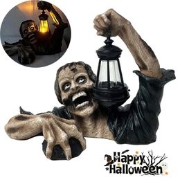 Dog Apparel Zombie Lantern Creative Terror Halloween Outdoor Decor Yard Garden Statue With Battery Holiday Atmosphere 220921