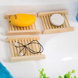 Çubuk Ürünler Doğal Bambu Tepsiler Toptan Ahşap Sabun Bulma Ahşap Sabunlar Tepsi Tutucu Plaka Kutusu Konteyner Banyo Duş Banyosu FY4639