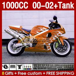 Injection Fairings &Tank For SUZUKI GSXR 1000 CC 1000CC K2 00-2002 Body 155No.155 GSX-R1000 GSXR-1000 GSXR1000 00 01 02 GSX R1000 2001 2002 2002 OEM Fairing orange flames