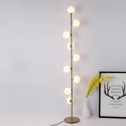 Floor Lamps 9 Heads Vintage LED Lamp Glass Balls Standing Gold Metal For Reading Bedroom Living Room Home Lighting H090