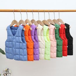 Winter Children Warm Vest For Boys Girls Solid Colour Down Cotton Soft Waistcoat Kids Sleeveless Jacket Outwear Toddler Clothing 1-8T