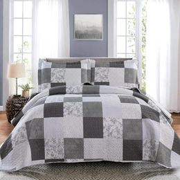 -Наборы постельных принадлежностей 3pcs размером с короля набор черно -белый кровать клетку для кровать для дома.