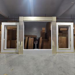 Party Decoration Event Rectangle Panel Gold Stripe Wedding Acrylic Frame Backdrop Design Arch