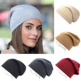 Womens Warm Soft Beanies Cap Lady Apring Autumn Winter Solid Geometric Knitted Casual Bone Hat For Women