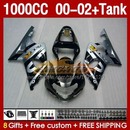 Injection Fairings & Tank For SUZUKI GSXR 1000 CC 1000CC K2 GSXR-1000 2000-02 Bodys 155No.98 GSX R1000 GSXR1000 2001 2002 2002 GSX-R1000 00 01 02 OEM Fairing silvery black