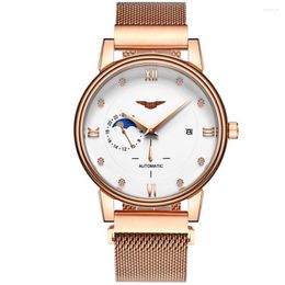 Wristwatches GUANQIN Watches Men Gold Automatic Mechanical Rhinestones Roman Luxury Original Brand Business Clock Relogio