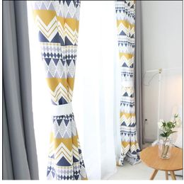 Curtain Simple Modern Stylish Geometric Shading Curtains For Living Dining Room Bedroom French Window Blackout
