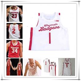 Wskt Custom Ncaa College Wisconsin Badgers Basketball Jerseys Brad Davison Johnny Davis Tyler Wahl Steven Crowl Chucky Hepburn Lorne Bowman II