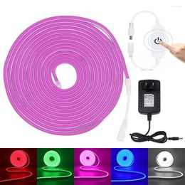 Strips 12V Led Strip Waterproof Ribbon Neon Light With Power Dimmable Flexible Tape 2835 120Led/m Blue Red Green Pink