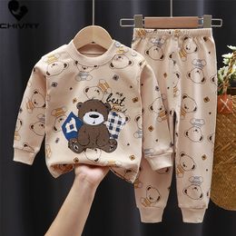 Pyjamas Kids Boys Girls Pyjama Sets Cartoon Print Long Sleeve Cute T Shirt Tops with Pants Toddler Baby Autumn Sleeping Clothes 220922