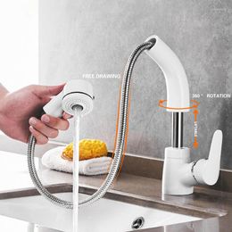 Kitchen Faucets European Style Basin Faucet Black Single Handle White Copper Bathroom Can Be Raised And Lowered