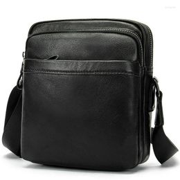 Briefcases Fashion Men Briefcase Cowhide Leather Vintage Men's Messenger Bag Small Casual Natural Business Male Shoulder Bags For Mens