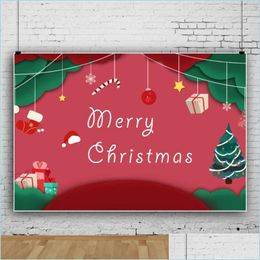 Party Decoration Merry Christmas Decor Backdrop Green And Red Background Borns Pography Xmas Year Family Po Booth Nerdsropebags500Mg Dhu0J