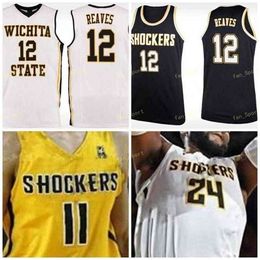 Sj NCAA College ita State Shockers Basketball Jersey 10 Erik Stevenson 11 Eli Farrakhan 12 Morris Udeze 14 Jacob Herrs Custom Stitched