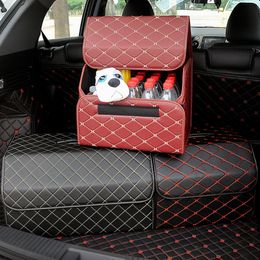 Large Capacity Car Trunk Storage Box Auto Multiuse Tools Storage Bag Folding Stowing Tidying Leather For Emergency Organiser boxs