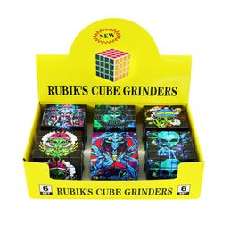 Plastic cube grinder Unique design six sided color printing 60mm Herb grinders smoking accessories