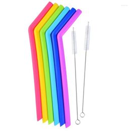 Drinking Straws Colorful Silicone For Cups Food Grade 25cm Straight Bent Bar Home F20223549