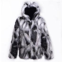 Men's Fur Men's & Faux Imitation Coat Short Hooded Design Eco-friendly Overcoat Men Thick Leather Wool Male Outerwear 6XL1