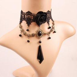 Choker Vintage Gothic Fabric Floral And Unshaped Drops Fashion Lace Necklace