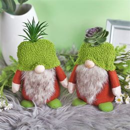 Succulent Gnomes Green Plants Tiered Tray Decoration Plush Tomte Doll Decor Cacti Nordic Dwarf Garden Gifts RRE14394