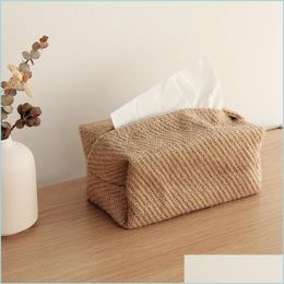 Tissue Boxes Napkins Simple Cotton Linen Cloth Art Box Homestay Pum Storage Bag Creative Home Living Room Drop Delivery Packing2010 Dhik9