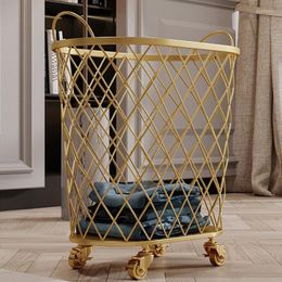 Laundry Bags Golden Basket Home Storage Wicker Dirty Containers Bathroom