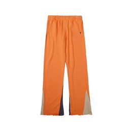 High Street Men's Pants Fashion Brand Couple Casual Splice Wide Leg Pants Europe and America